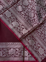 Maroon katan Banarasi silk saree- PIH38D