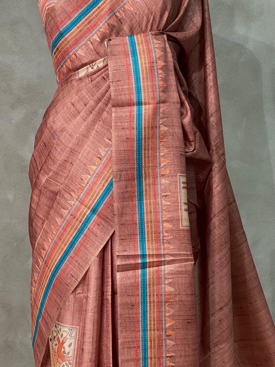 Chicku shade Semi tusser silk saree - KRUPT1