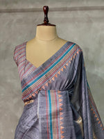 Grey Semi tusser silk saree - KRUPT7
