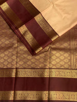 Beige and Brown kanchipuram silk saree- PSSR242