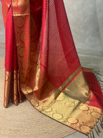 Maroon red Semi Banarasi saree - LZ9E