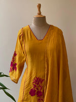 Yellow and magenta mul chanderi salwar set -SMUL3 -SIZE44