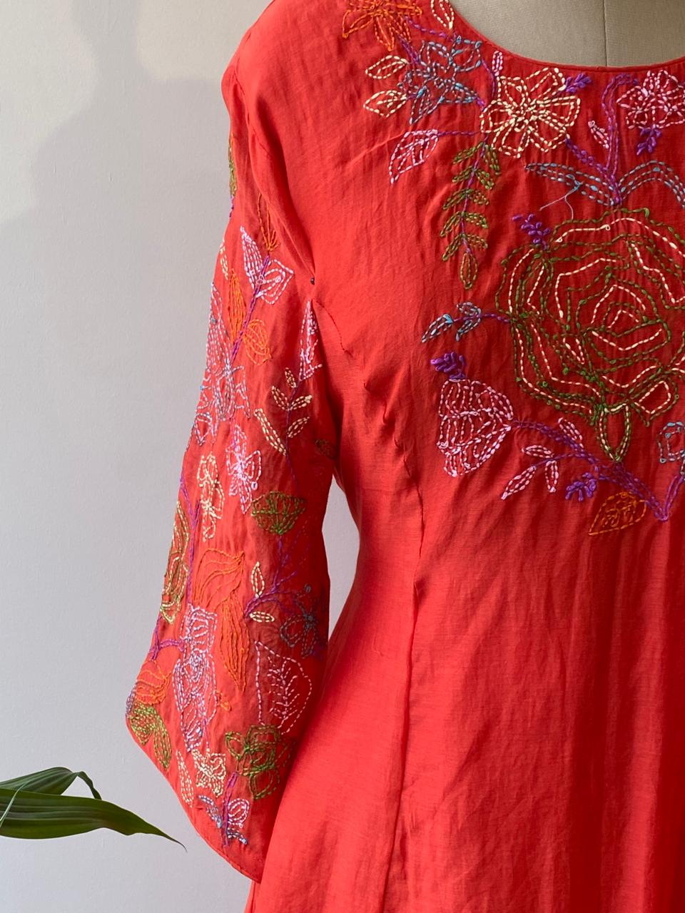 Red Pure mul chanderi salwar set -SMUL8 -SIZE46