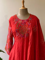 Red Pure mul chanderi salwar set -SMUL8 -SIZE46