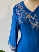 Blue Pure mul chanderi salwar set -SMUL9 -SIZE42