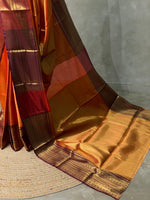 Orange and Deep Maroon Banarasi silk saree- PIH39C