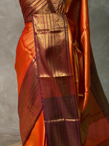 Orange and Deep Maroon Banarasi silk saree- PIH39C