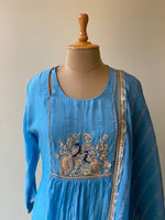 Blue Pure mul chanderi salwar set -SMUL14-SIZE40