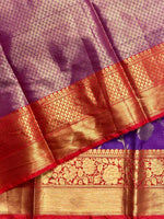 Violet and red Banarasi silk saree- PIH40