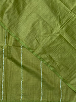 Olive Green Tusser silk saree -SOT9