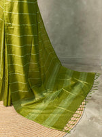 Olive Green Tusser silk saree -SOT9