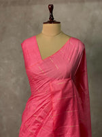 Dark Pink Tusser silk saree -SOT10
