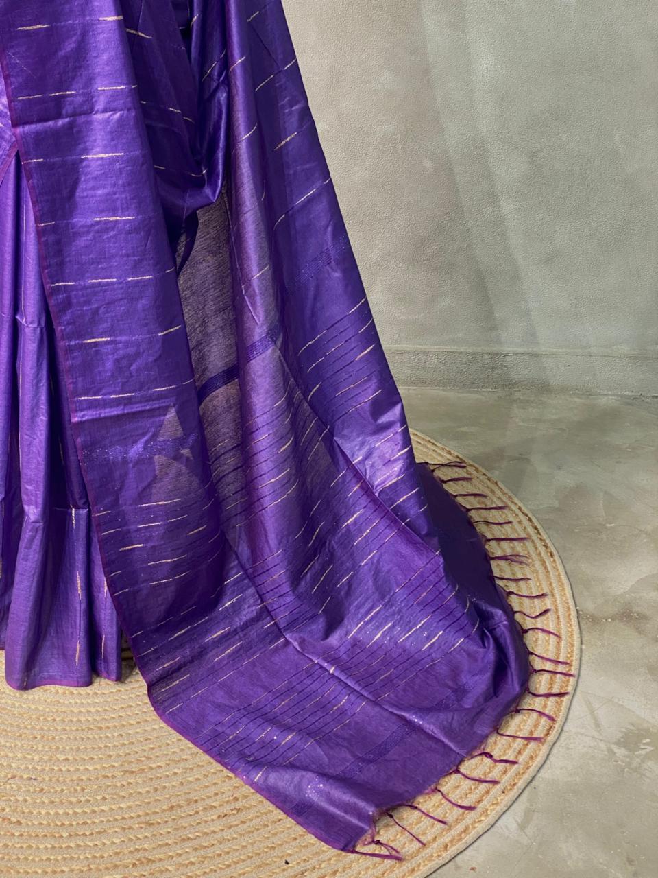 Violet Tusser silk saree -SOT7