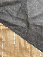 Deep sandal and Ash Tusser silk saree -SOT17