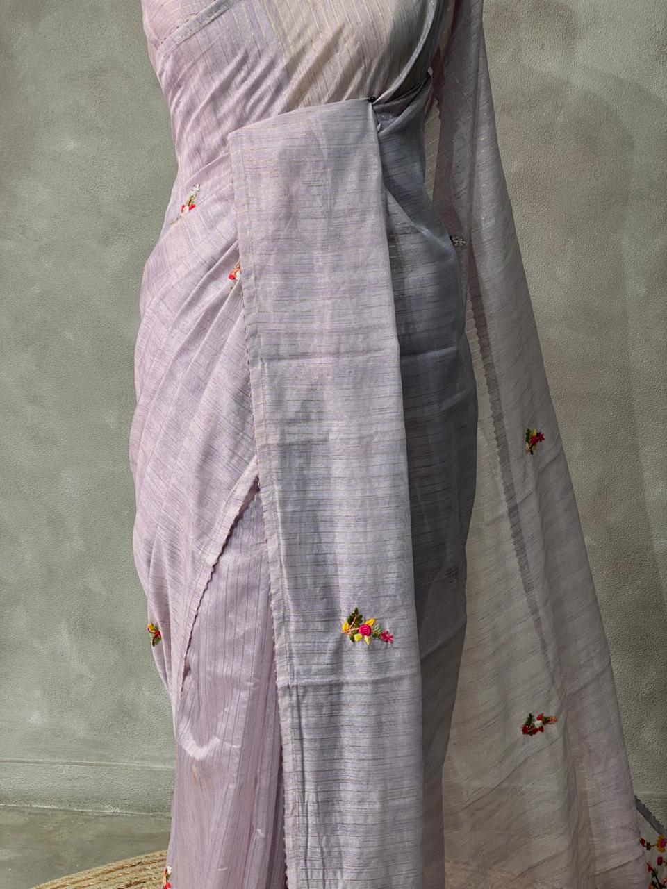 Lavender jute tissuesaree -VR2B