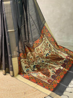 Grey Chanderi cotton silksaree -KRUPB1