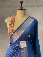 Blue Chanderi cotton silksaree -KRUPB2