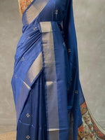 Blue Chanderi cotton silksaree -KRUPB2