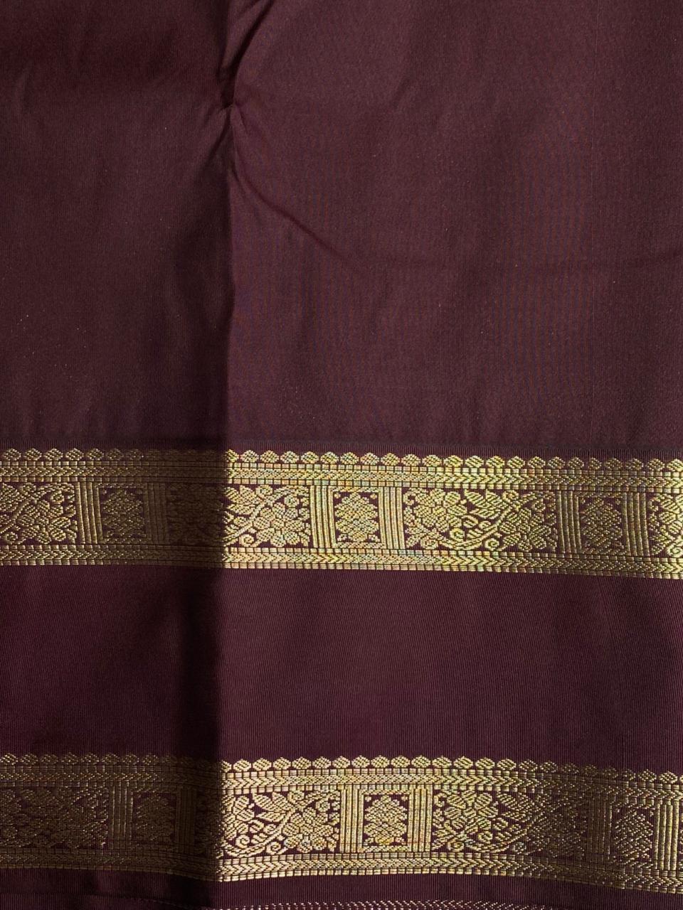 Beige and Brown kanchipuram silk saree- PSSR242