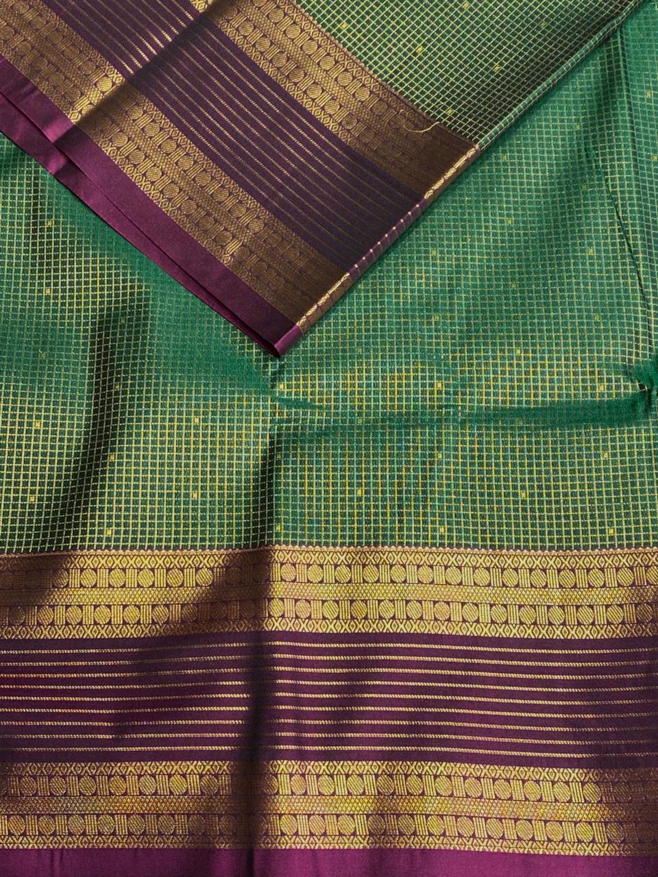 Green and Purple kanchipuram silk saree- PSSR254