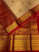 Beige and red kanchipuram silk saree- PSSR256
