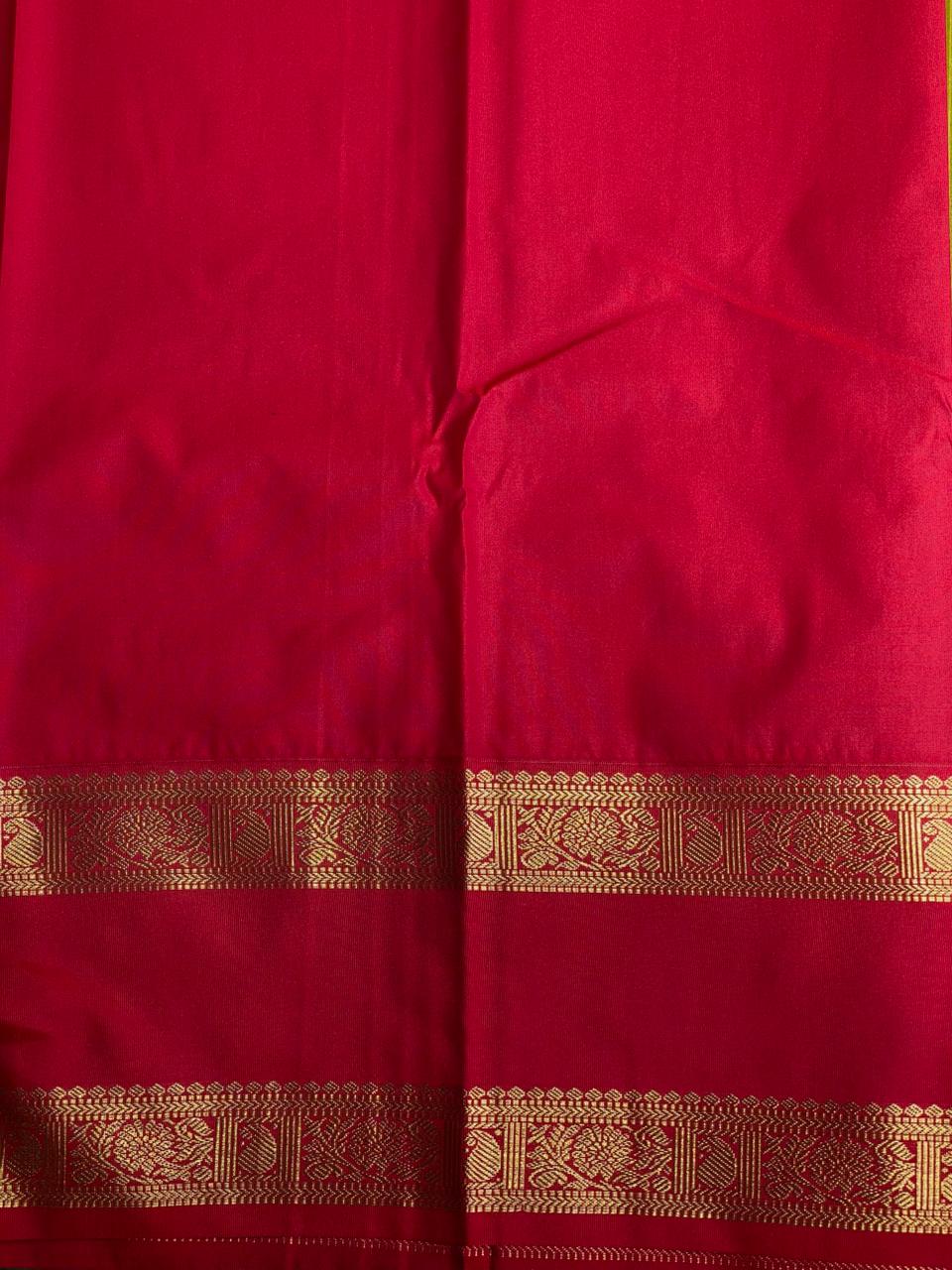 Olive Green and magenta kanchipuram silk saree- PSSR258