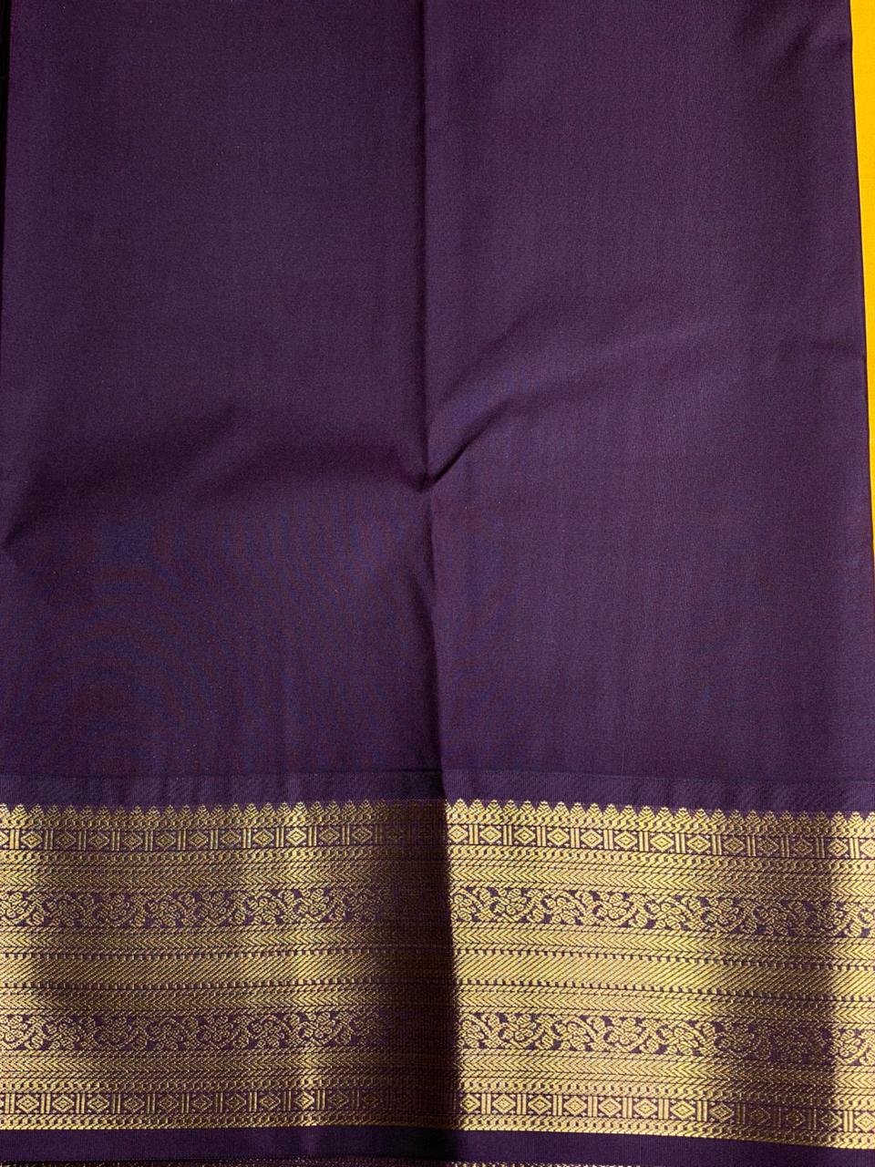 Yellow and deep purple kanchipuram silk saree- PSSR261