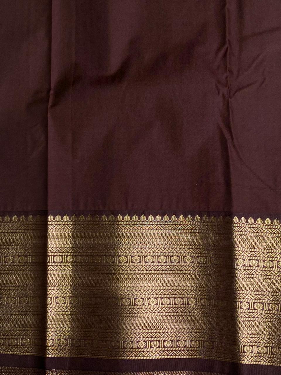 Rust orange and brown kanchipuram silk saree- PSSR263
