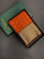Rust orange and brown kanchipuram silk saree- PSSR263