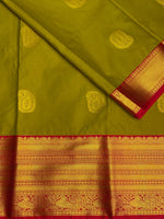 Olive Green and magenta kanchipuram silk saree- PSSR265