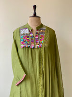 olive green Pure mul chanderi salwar set -SMUL22-SIZE44