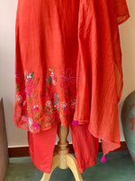 Orange Pure mul chanderi salwar set -SMUL32- SIZE38