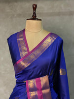 Blue and Magenta semi kanchipuram soft silk saree - PSSN143