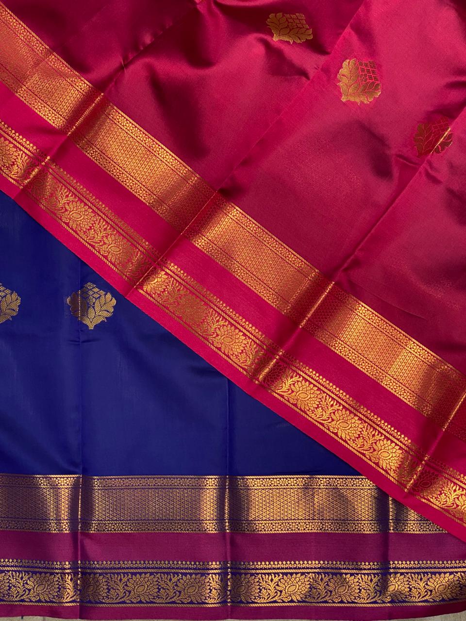 Blue and Magenta semi kanchipuram soft silk saree - PSSN143