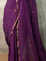Dark Purple khadi cotton saree - PRAJC11