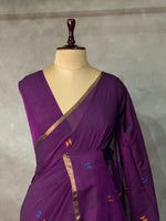 Dark Purple khadi cotton saree - PRAJC11