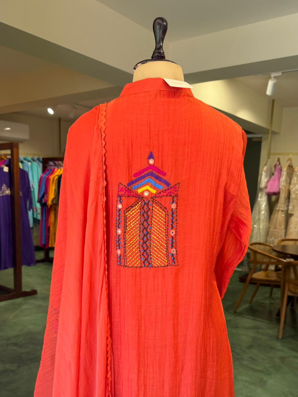 Orange Pure mul chanderi salwar set -SMUL41- SIZE44