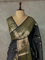 Black Banarasi silk Saree - RUK1A