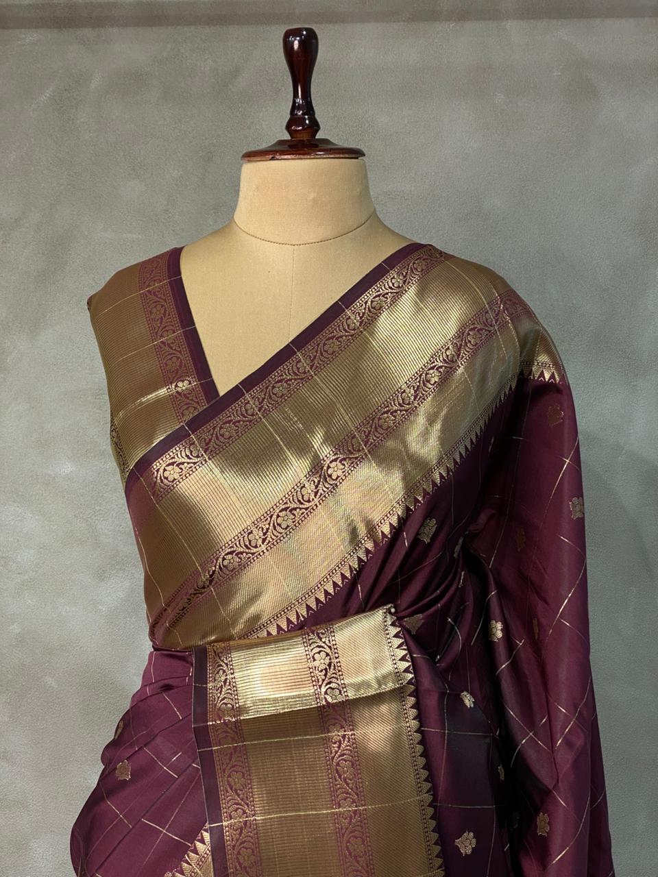 Deep Purple Banarasi silk Saree - RUK1C