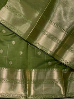Olive Green Banarasi silk Saree - RUK1F