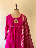 Rani Pink Pure mul chanderi salwar set -SMUL44- SIZE40