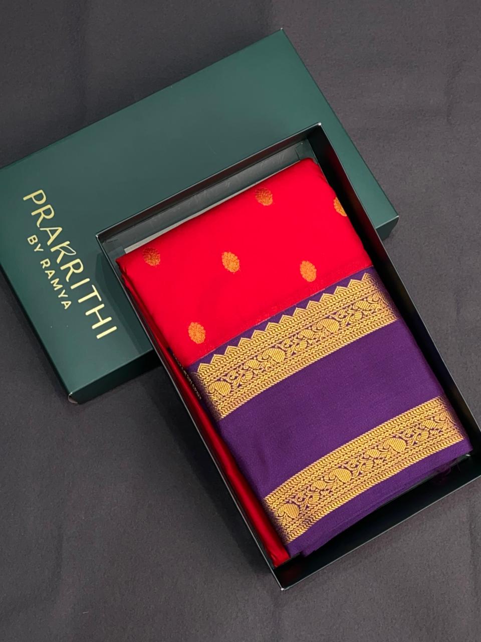 Red and Purple kanchipuram silk saree- PSSR280