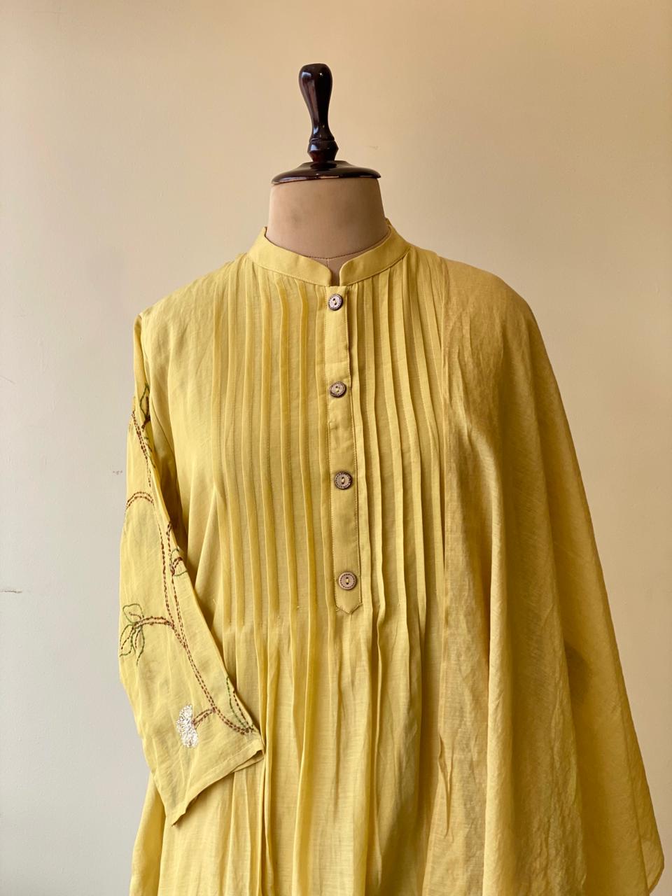 Yellow Pure mul chanderi salwar set -SMUL47- SIZE44
