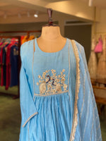 Blue Pure mul chanderi salwar set -SMUL51- SIZE40