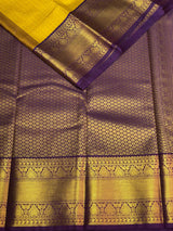 Yellow and Violet kanchipuram silk saree- PSSR294