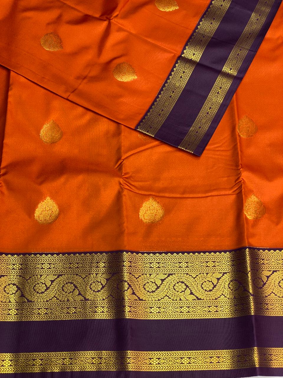 Orange and Purple kanchipuram silk saree- PSSR291