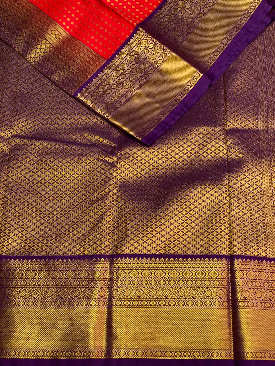 Red and purple kanchipuram silk saree- PSSR289
