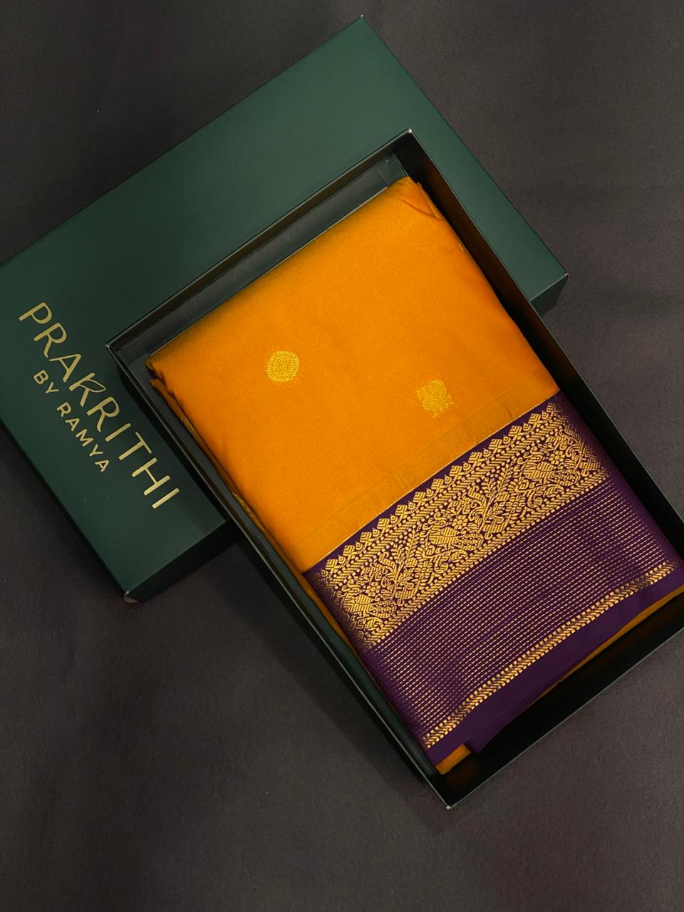 Yellow and purple kanchipuram silk saree- PSSR285