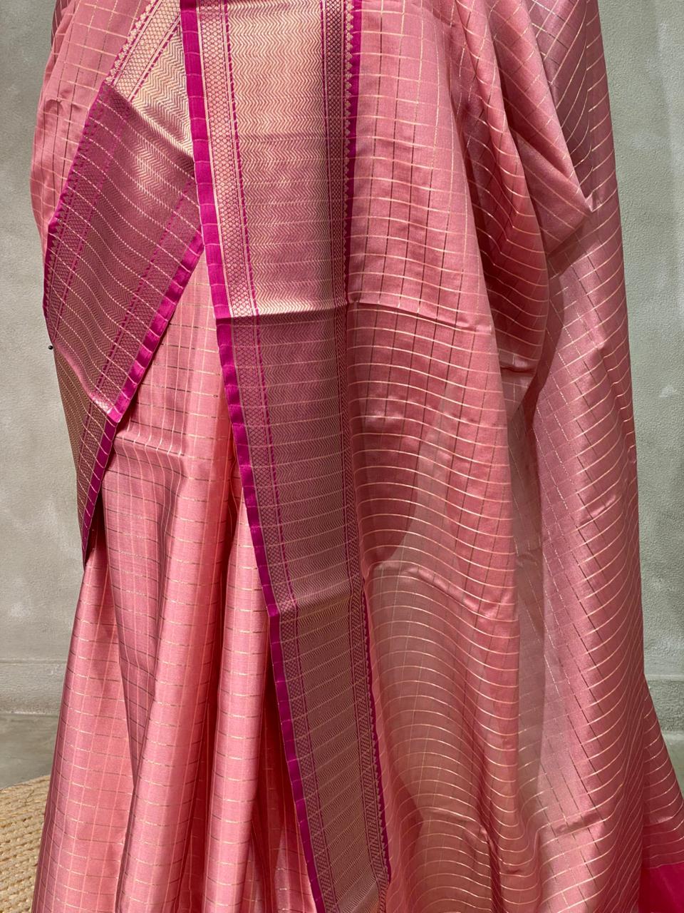 Onion Pink and Purple semi Banarasi silk saree -MPS38
