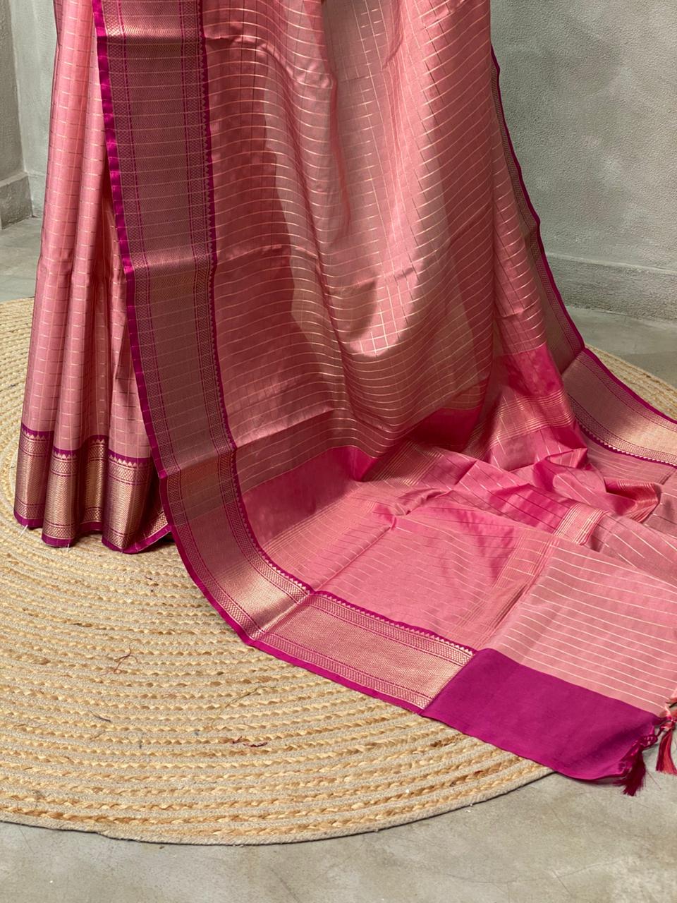 Onion Pink and Purple semi Banarasi silk saree -MPS38
